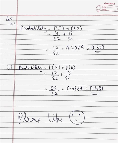 Find the probability of drawing an ace or a spade from a  .